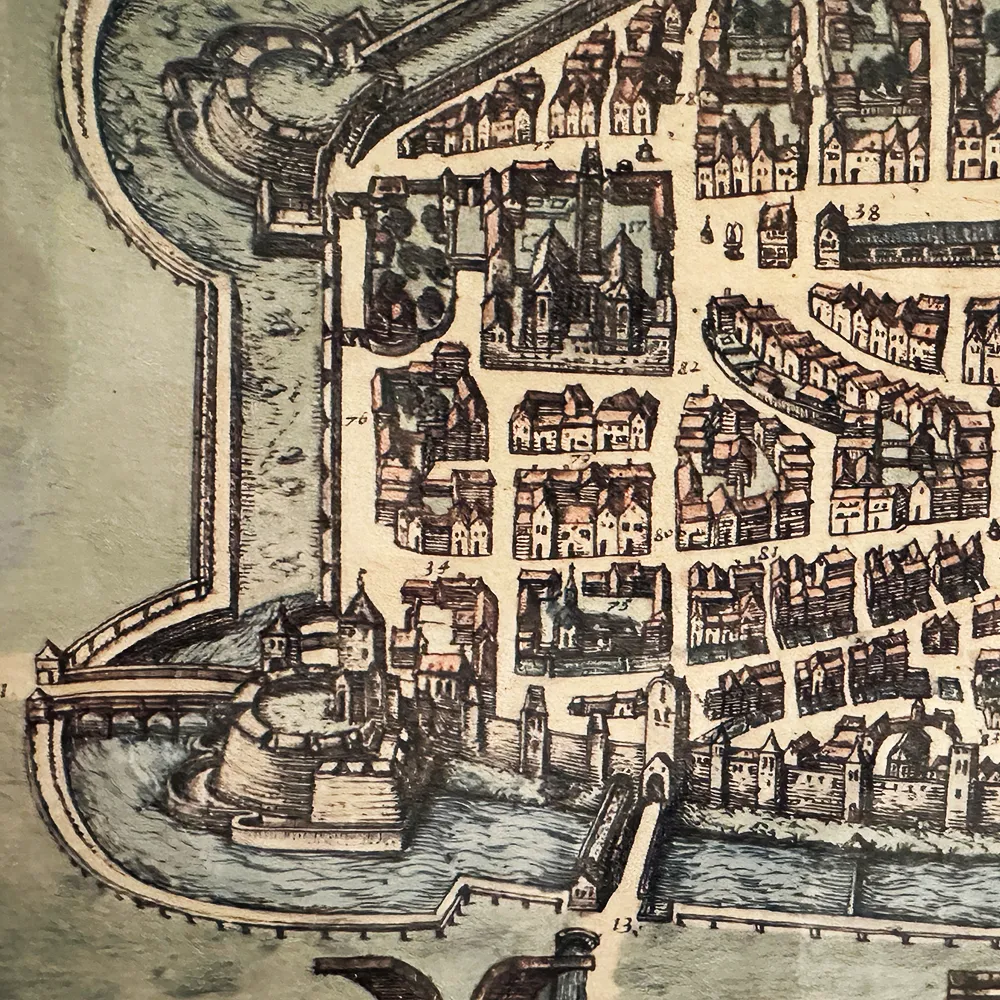 Ausschnitt einer historischen Stadtkarte, auf der die Bäckergasse eingezeichnet ist