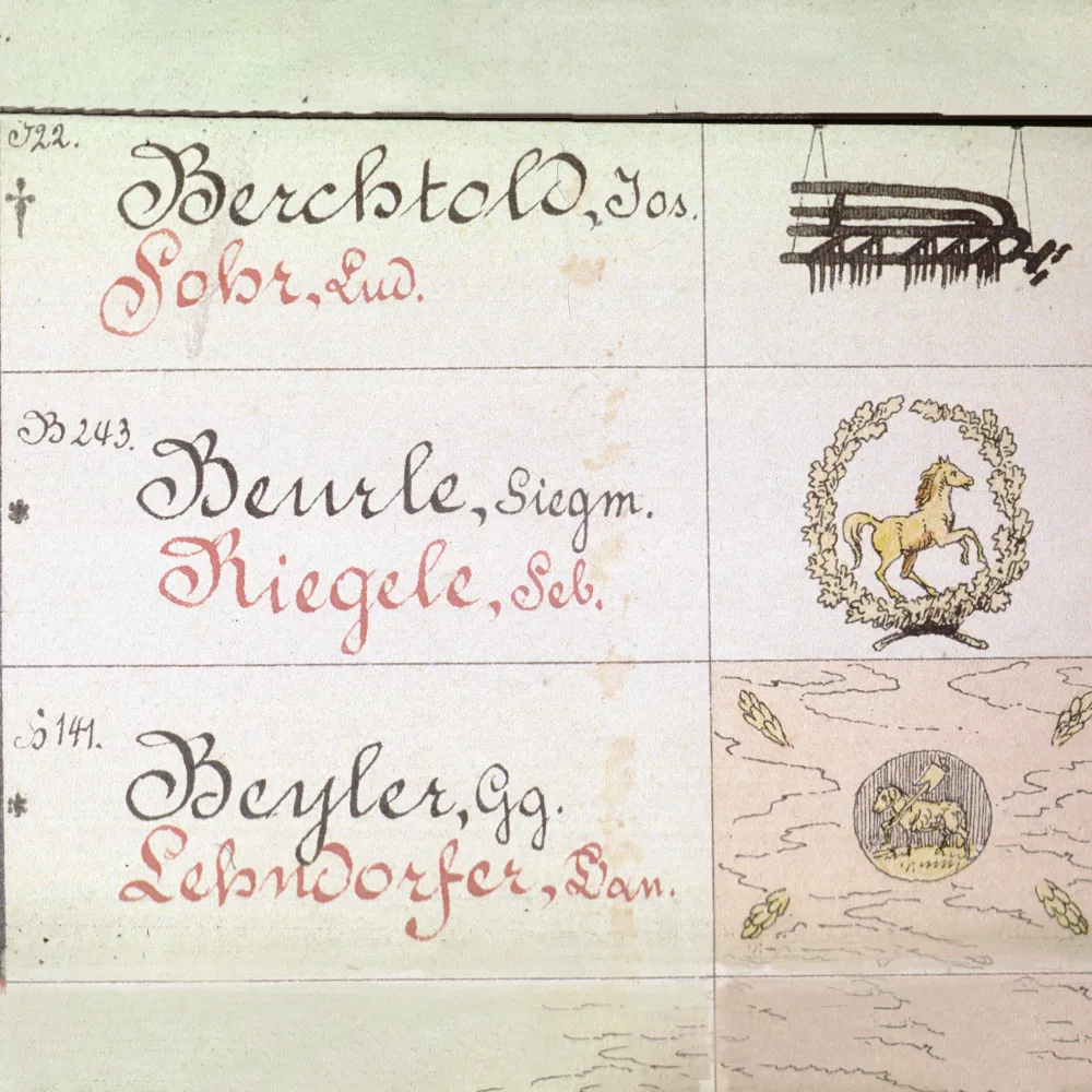 Ein Auszug aus einem historischen Dokument, in dem Siegmund Beuerle und Sebastian Riegele genannt werden